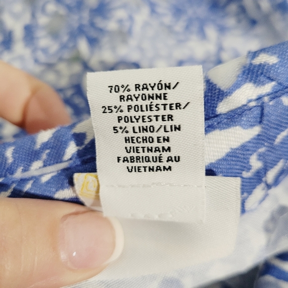 Ruby Rd Favorites Floral Sheer Button-Up Jacket Roll-Tab Sleeve Women’s 16P Blue - Picture 10 of 11